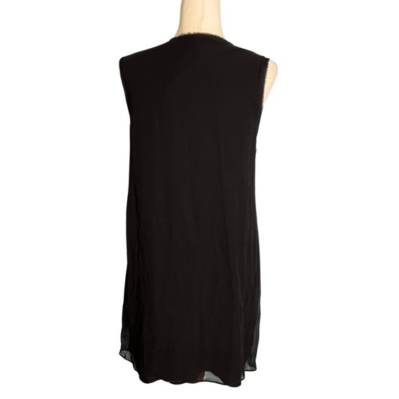 Elie Tahari Sleeveless Black Shift Dress Metal Ring Circles Sz M Silk Short - Picture 4 of 9